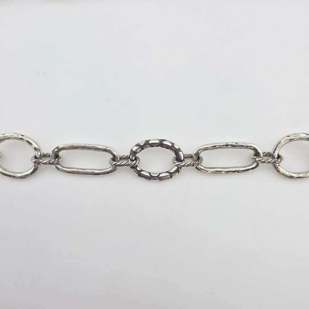 BRIGHTON 'Pebble' Long / Layer Necklace Hammered Oversized Link Silver Plate 38" - Picture 7 of 10
